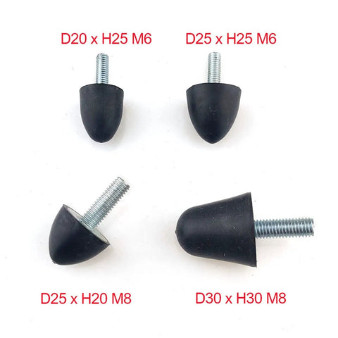 4 Pcs Rubber Vibration Isolation Mounts M6 M8 Cone Type Dampers Shock Absorbers Water Drop Crash Pad For Quiet Ride Noise Reduction Cushioning And Vibration Dampening In Machinery Threaded Isolators 20x25mm, black rubber with steel threads, D20xH25 and D25xH25