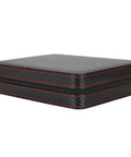 Premium Eight Grid Watch Display Tray With Genuine Leather Exterior And Heavy Duty Divider Plate For Smart Countertop Flex and Scratch Proof Setup To Keep Your Collection Locked In Style, black design with red stitching.