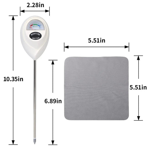 Moisture Meter For Soil And Plants With Stainless Steel Probe, Easy To Read Dial, Indoor And Outdoor Use, Includes Cleaning Cloth