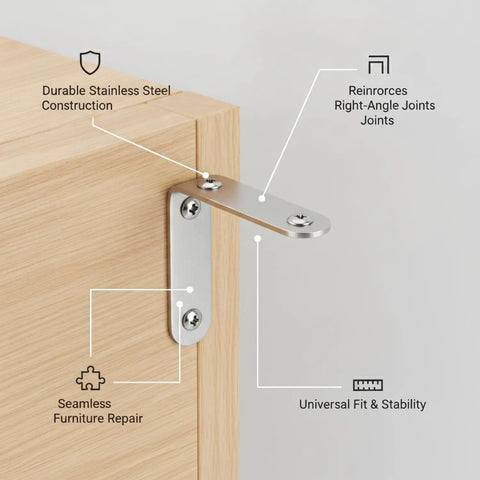 Sturdy L Shaped Corner Brace For Wobbly Chairs And Tables Stainless Steel Support Bracket In Silver Finish That Fixes Loose Joints