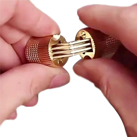 Hands holding Concealed Brass Hidden Barrel Hinges Set For Cabinets And Small Chests, 9mm To 18mm Diameters, Durable Solid Brass