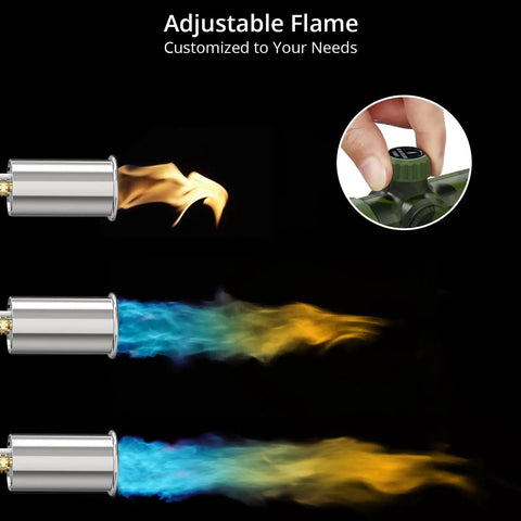 Powerful Propane Torch For Searing Sous Vide Campfire Starters BBQ And Outdoor Welding Adjustable Flame with control knob demonstrated