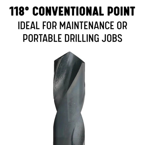 7/8 Inch Reduced Shank High Speed Steel Drill Bit With 1/2 Inch Shank DWDRSD Series with 118-degree conventional point