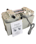 Knockout Dry Diaphragm Vacuum Pump 220V in compact design with hoses, manual, and power cord for lab and medical use.