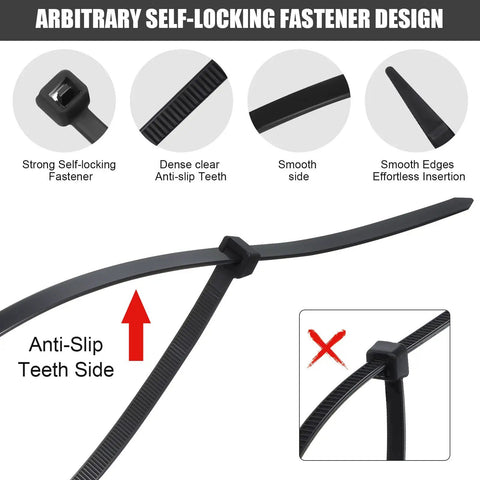 Beefy Heavy Duty 24 Inch Nylon Cable Ties 175 Lb Tensile Strength self locking design close-up
