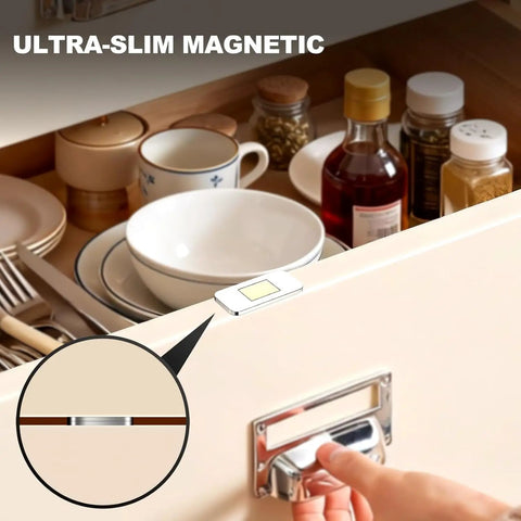 No Drill Ultra Thin Stainless Steel Cabinet Magnets With Strong Adhesive For Easy Closure And Door Catch on cabinet