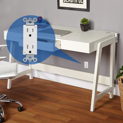 50 Pack 15 Amp Decorator Wall Receptacle Outlets Tamper Resistant TR UL Listed 15A 125V installed on white wall