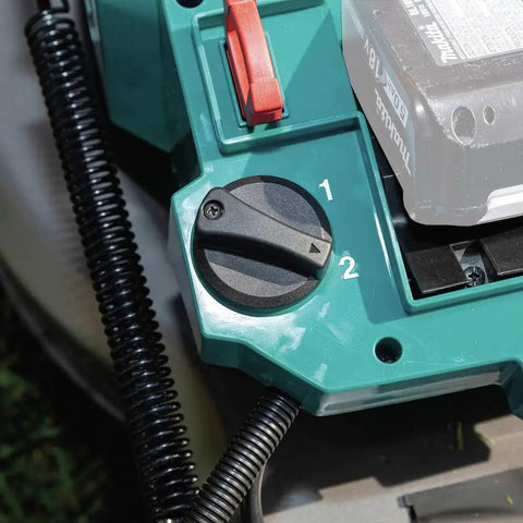 Top Shelf 21 Inch Cordless Lawn Mower Built Ridiculously Tough With A Badass Brushless Motor And Quad Battery Slots To Handle Big Yards Without Gas Grief Tool Only control panel with battery slots and settings.