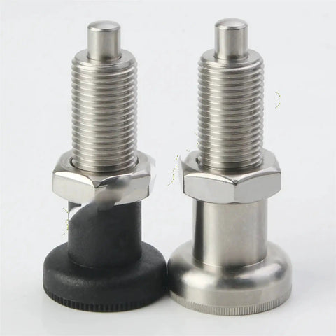 Dead On Accurate Rock Solid Grip Slick Stainless M10 To M20 Spring Loaded Indexing Plunger With Locking Nut for jigs and fixtures.