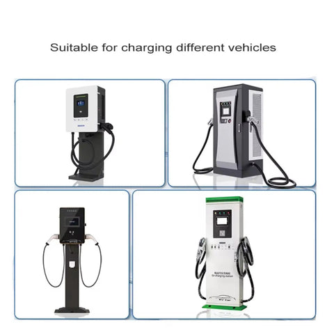 Four Heavy Duty EV Fast Chargers With Kickin DC Fast Charging System, showcasing different designs and features.