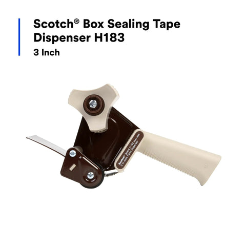 Heavy Duty Handheld Packing Tape Dispenser For 3 Inch Tape, Lightweight Portable Tape Gun with beige handle and adjustable brake.