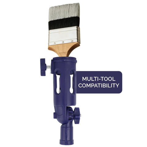 Multi Angle Paint Brush Extender Pole Kit With Rotating Head And Secure Grip For Reaching Ceilings High Walls And Corner Edges Fits Brushes Rollers And Scrapers Blue featuring a paint brush attachment and multi-tool compatibility.