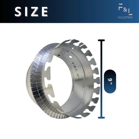 Rock Solid 9 Inch Galvanized Steel Ductboard Take Off Collar with a 9 inch diameter for secure HVAC plenum connections.