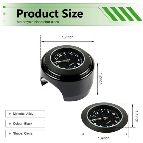 Motorcycle Handlebar Clock Waterproof Anti Vibration Ride Ready Timepiece With Wrench Retro Dial Alloy Case Digital Time Display