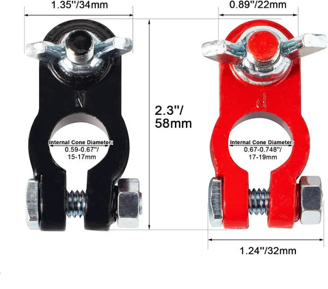 Color Coded Battery Terminal Kit For Cars And Trucks With Positive And Negative Clamps, Easy Install, Anti Corrosion Felt Washers
