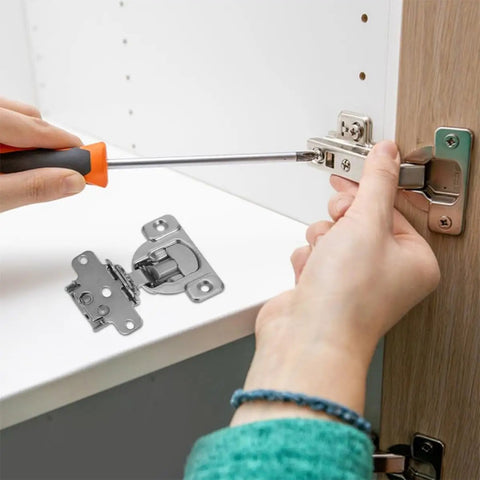 Installing 2 Pack Invisible Cabinet Hinges for Kitchen Cabinets, Soft Close with Buffer, Semi Concealed Design, Cold Rolled Steel