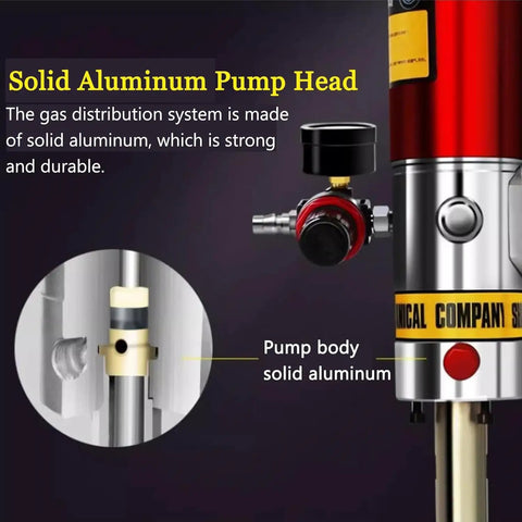 Solid aluminum pump detail of Heavy Duty 50 To 1 Air Grease Pump For 55 Gallon Drums With Drum Cap High Pressure Pneumatic Grease Gun