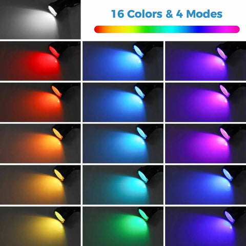 Color Changing RGB Outdoor Yard Spot Lights With Remote 12V Low Voltage Waterproof Landscape Uplights showing 16 color options