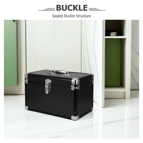 Portable Aluminum Tool Box With Shockproof And Dustproof Design, 2 Layer Sealed Clasp Organizer in a room setting