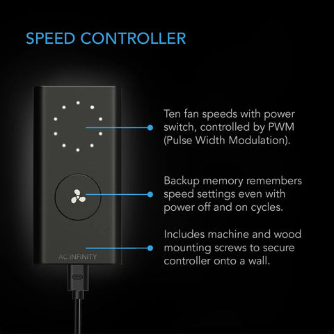 Speed controller for 4 Inch Inline Duct Fan With Pwm Ec Motor And Wired 10 Speed Controller For Grow Tent Ventilation features 10 speeds.