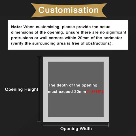 Customisation guide for removable 10x10 Inch Air Vent Grille Cover with dimensions for installation and fitting.