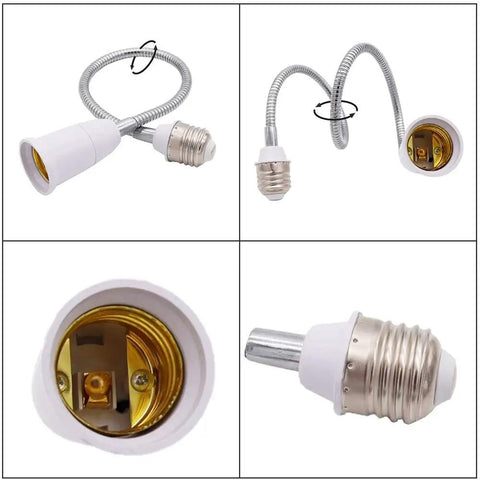 Flexible Gooseneck E26 E27 Light Socket Extender Adapter 22.5 Inch Extension Set of Two with adjustable bendable design