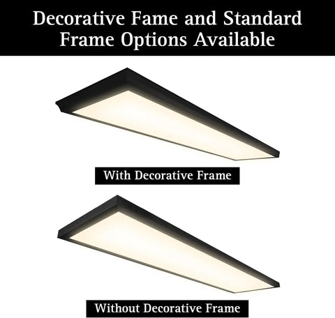 2x2 Ft Surface Mount Ceiling Light Panel Flush Mount Slim Edge Lit Fixture, Triac Dimmable With 3CCT, decorative and standard frames