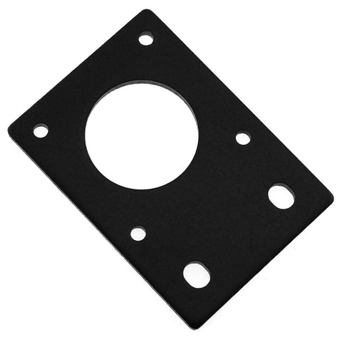 Aluminum NEMA 17 motor mount plate, 42x60mm, black, 2.5mm thick, for 3D printers and CNC rigs.