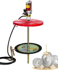 Heavy Duty 50 To 1 Air Grease Pump For 55 Gallon Drums With Drum Cap High Pressure Pneumatic Grease Gun displayed with hose