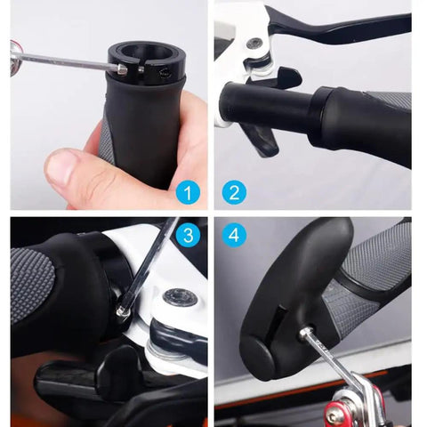 Installation of MTB Handlebar Grips With Soft Gel Inserts For Shock Absorption And Ergonomic Comfort Easy Install Horns