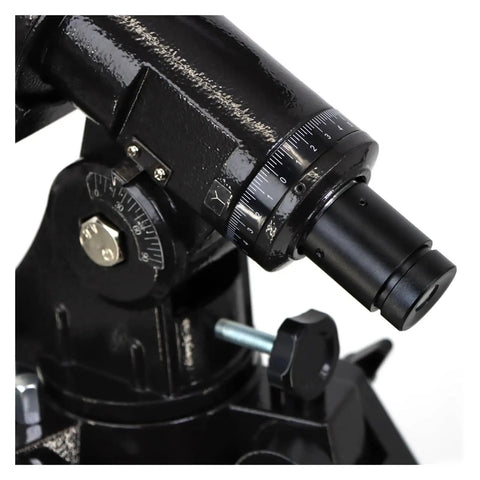 Close-up of Ergonomic Telescope Mount Stand For EQ4 Equatorial Mount With Tripod And Polar Scope, showing adjustment dials.