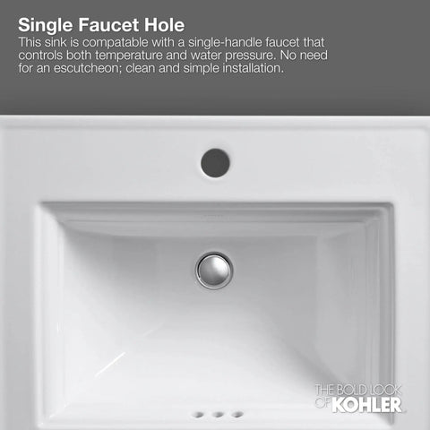 Top view of Bryant Oval Self-Rimming Bathroom Sink With Single-Hole Faucet Drilling White Vitreous China 20-Inch By 16.5-Inch Lavatory