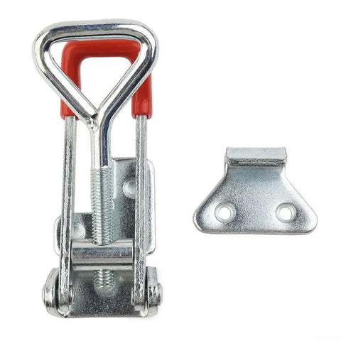 Heavy Duty Galvanized Toggle Latch Handle With 100 Kilogram Clamp Force For Secure Cabinets Tool Chests And Transport Cases Featuring Thick 2mm Steel Build For Maximum Hold And Tough Everyday Use Without Ripping Open, shown with mounting catch
