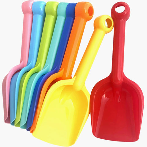 Eight Pack Heavy Duty Plastic Beach Shovels For Kids And Toddlers, Durable Sand Scoops For Beach Play, Bright Colorful Tools