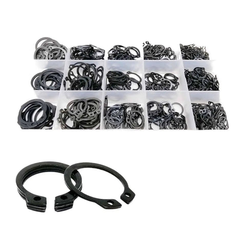 Bulk Assorted Snap Ring Kit M5 To M20 External Snap Rings For Shafts And Bearings Stainless Steel 65Mn Black Finish C Type External Circlip