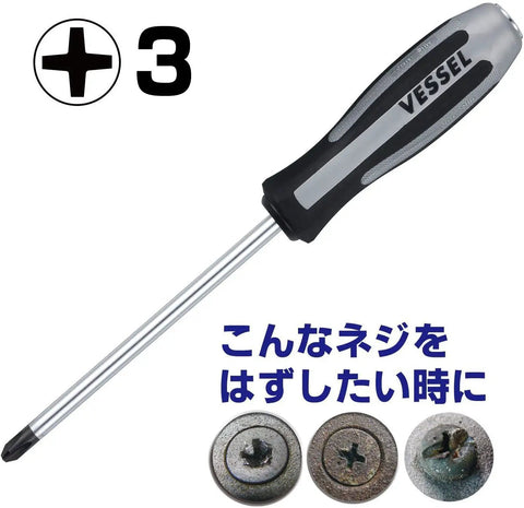 Impact Driven Screwdriver With Magnetic Tips And Tang Thru Design, Hammer Ready Metal Cap, Slip Proof Grip, 6 Inch Shaft
