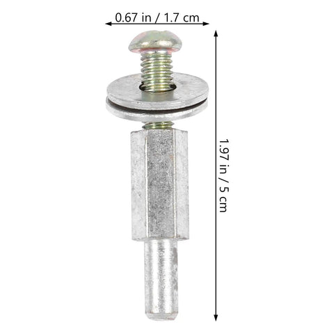 Five Piece Drill Shaft Extender And Buffing Wheel Mandrel Set Thick Arbor Adapter with silver hex bolt and washer, 5 cm length.