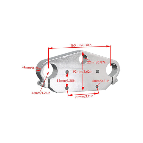 Measurements of Triple Tree Clamp Handlebar Riser Kit For 33mm Forks With 22mm Bar Risers, Bolt On Replacement part