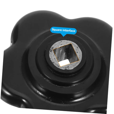 Close-up of 2-Pack Black Bakelite Valve Handwheel Knob with square interface for 8x8mm stem replacement on water spigots.