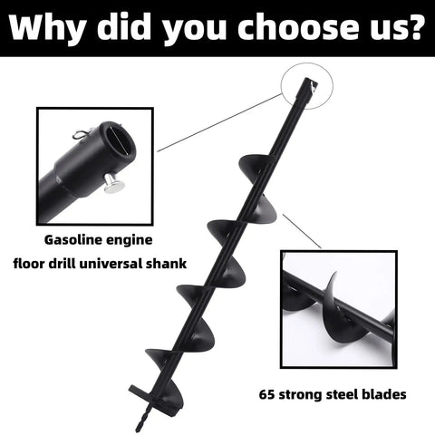 Bulb Planter Auger Drill Bit For Fast Hole Digging In The Garden Pro Grade Heavy Duty Post Hole Digger with steel blades.