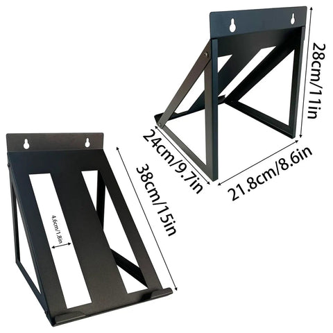 Heavy Duty Wall Mount Tool Organizer For Circular Saws And Power Tools, Space Saving Garage Holder shown with dimensions