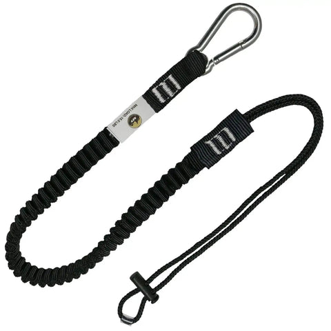 Shock Absorbing Tool Lanyard With Steel Self Locking Carabiner Adjustable Loop And One Hand Release 15 Pound Weight Capacity For Safe Clipped Gear On The Job
