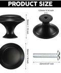 100 Count Matte Black Round Cabinet Knobs 1.18 Inch Drawer Knobs For Dresser Drawers Cabinet Doors And Kitchen Hardware Includes 100 Screws For Easy Mounting, showing product dimensions.