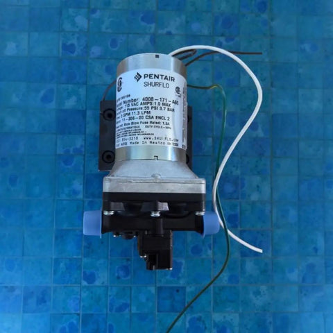 Top view of Revolution 4008 171 E65 RV Fresh Water Pump 115V AC Quiet Automatic Demand Diaphragm Bypass Pump 3.0 GPM 55 PSI