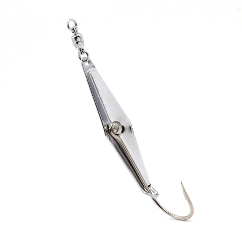 Spoon Squid Precision Fishing Spoon Kit With 3 Inch Blade, Diamond Ball Bearing Swivel, 5/0 Saltwater Hook, 5 Pack In Chrome Pink Flash Silver Flash Chartreuse Gold Flash For Spanish Mackerel Bluefish Tuna Atlantic Bonito And More. Chrome spoon lure with swivel and hook