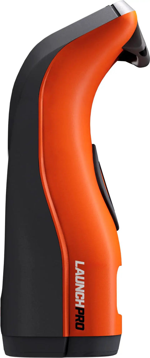 Launch Pro Circle B Edition Launch Monitor With Golf Course GPS Overview in orange and black side view