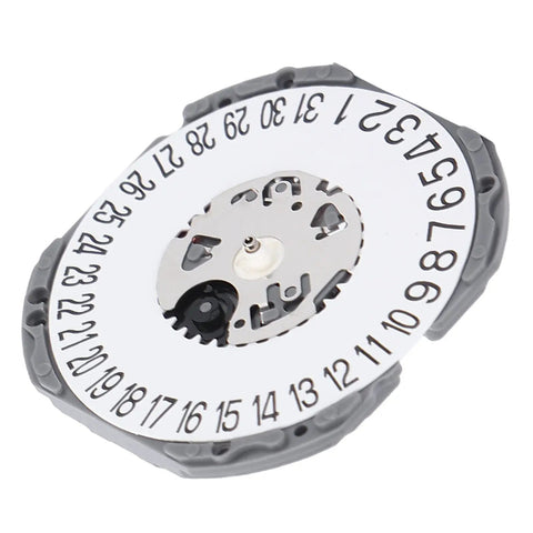 Close-up of VJ42 Automatic Watch Movement With Date Function featuring numbered date dial and metal components.
