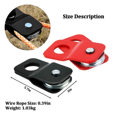 4 Ton Recovery Winch Snatch Block for Beefy 8800 Lbs Capacity, Tough Truck and Off Road Recovery Pulley, Heavy Duty Universal Accessory for ATV UTV Towed Vehicles, Solid Steel Build in Red, 5.7in x 3in
