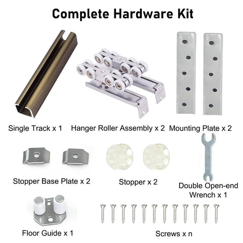 Ultra Quiet Ceiling Mounted Pocket Door Sliding Rail Kit With Silent Wheels Hidden Barn Door System, hardware components