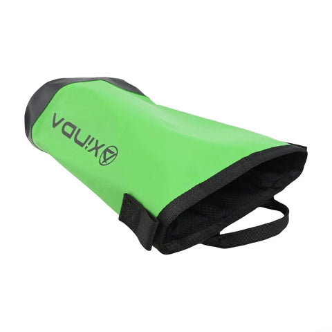 Green Rugged Climbing Waist Tool Bag With 5L Rope Storage, showing open end for easy access, made of water-resistant polyester.